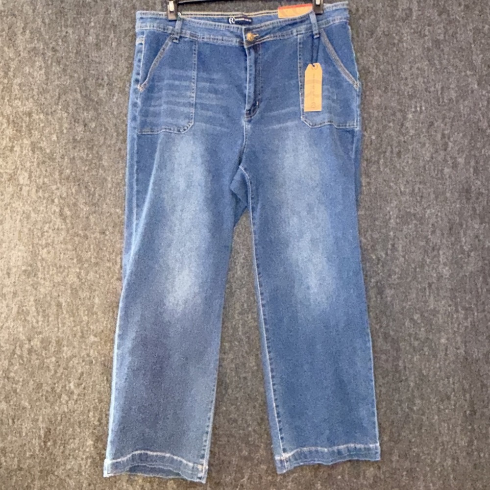 Our Republic For All‎ Womens 22W Mid Rise Trouser Jeans Wide Leg Blue Denim NWT
